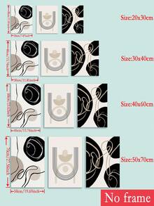 3幅/套抽像圖案無框畫，現代化纖無框畫家用 - 黑與白 - 查看 4