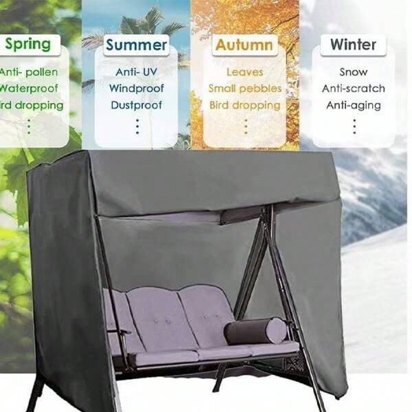 Capa de balanço de tecido Oxford 210D, à prova de vento, à prova de chuva, à prova de sol, para pátios e jardins, capa protetora contra poeira para móveis, capa dupla para cadeira de balanço, capa para cadeira suspensa