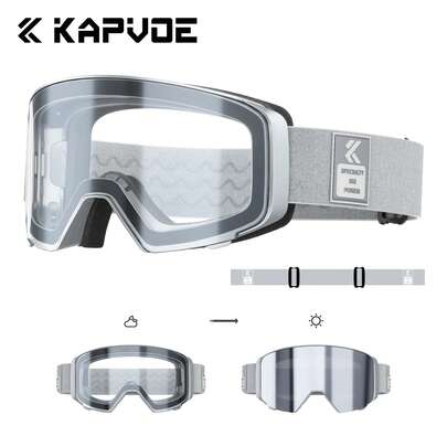  KAPVOE Photochromic Ski Goggles Winter Snow Outdoor Sports Flip-Up Ski Goggles Snowmobile Snowboard Glasses Anti-Fog Ice Skating Eyewear Men Women UV400 Magnetic Snow Equipment Ski Accessories