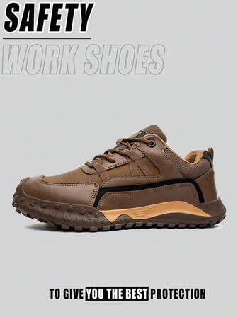 一双男士轻便钢头工装靴，防砸防刺，适用于建筑工地、锻造车间、仓库、园艺等场所；女士工作鞋；男士工作训练鞋；防滑户外工地靴；户外旅行探险徒步登山鞋；时尚日常通勤运动鞋；柔软舒适软底休闲鞋；圣诞礼物