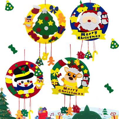 2/4 Paquetes Kit de Guirnalda DIY para Niños Elementos Decorativos Creativos de Navidad Materiales Hechos a Mano para Hacer Guirnaldas para Actividades Navideñas 4 Juegos de Suministros DIY Divertidos, Regalos de Fiesta de Calcetines Navideños