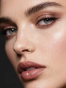 Nose Ring Studs 18G Nose Rings Hoops Stainless Steel Nose Rings Round Heart Star White CZ L Shaped Nose Stud With A Grabber Tool For Women Men Nose Piercing Jewelry Set