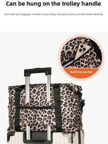 1 szt. Modna, swobodna torba podróżna w stylu uniwersyteckim, lekka i poręczna, składana, o dużej pojemności, z nadrukiem w panterkę, z oddzieleniem na rzeczy suche i mokre. Można nosić jako torbę na ramię lub przez ramię, a także z przenośną walizką. Szczególnie przydatna w podróżach służbowych i na wakacjach. Torba sportowa na siłownię. Torba podróżna, bagaż, na wakacje, wielofunkcyjna torba podróżna, unisex, torby weekendowe. - Brązowy - Zobacz 7