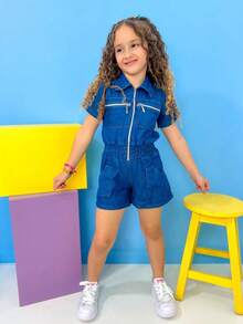Kit 2 Girls' Jumpsuit Casual Fashion Blogger - Rosa Pálido - Ver 5