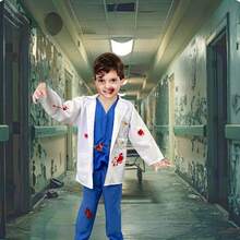 Disfraz Zombie Niño - Traje Doctor Enfermero - Halloween - Blanco - Ver 2