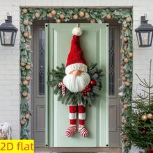 TKLK 1pc Christmas Gnome Door Hanger Decor, Made Of Polyester, Red Striped Legs, No Electricity Needed, Holiday Wall Decoration - Multicolor - View 4