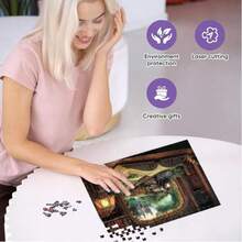 1 conjunto de quebra-cabeça de madeira com 1000-1100 peças - quebra-cabeça intrincado com tema de trem, floresta e livro, quebra-cabeça exclusivo para adultos em formato real, quebra-cabeça de madeira colorido, presente criativo para adultos, quebra-cabeça de decoração de casa faça você mesmo para interação familiar, presente de aniversário, feriado e ocasião especial, caixa de presente requintada, decoração de parede artística, peças de alta qualidade, cuidadosamente elaboradas