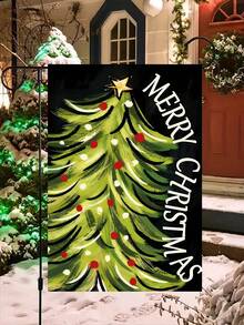 1pc Welcome Winter Coming, Welcome Christmas Double Garden Flag, Durable Polyester, Festive Christmas Tree Design, Suitable For Outdoor Festive Decoration - View 4