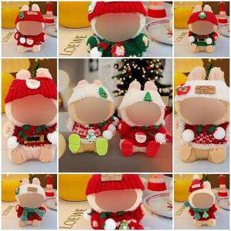 毛绒娃娃衣服、陶瓷娃娃、圣诞毛衣和帽子套装、小雕像装饰礼物