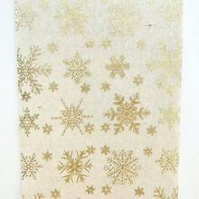 1 pieza Camino de mesa rectangular de 270cm*28cm de algodón con estampado de ciervo y copos de nieve en lámina dorada, decoración navideña y de fiesta