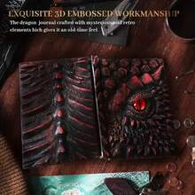 1 3D Embossed Dragon Eye Embossed Dragon Diary Writing Notebook Men/Women Handmade Travel Diary Notebook | Dragon Lover| Fantasy Creative Notebook Blank Paper 120 Sheets 240 Pages 1050g