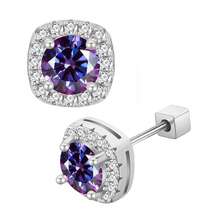 1 szt. 2*0,5-karatowe kolczyki damskie z moissanitem, kolczyki z diamentami z platyny i srebra próby 925, okrągłe kwadratowe kolczyki z moissanitem o średnicy 5 mm, laboratoryjnie hodowane, hipoalergiczne, odpowiednie do noszenia na co dzień - Srebro - Zobacz 10