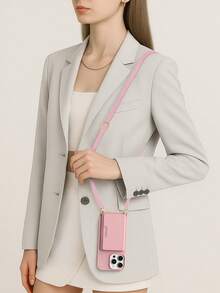 Cardholder Phone Cases For 17 Pro Max,M Wallet Phone Cover For 17 Pro Max, Cardholder Phone Case For 16 Pro Max With Crossbody Phone Lanyard, For Ip13/ 16E/16Pro, Ip11 Mobile Phone With Adjustable Cell Phone Accessories, Android Phone Case For Galaxy A17/S25FE/S25 Ultra, Hybrid Android Phone Case For Redmi 15C. - Pink - View 4