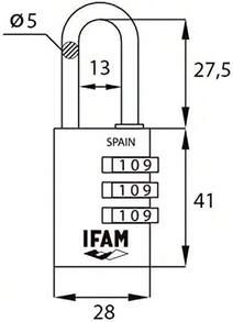 IFAM Col Combi Combination Padlock, 30mm, Black, Maximum Strength, Ideal For Suitcases And Lockers, With Key And Over 1,000 Combinations, Aluminum, Very Light, 5mm Shackle - Black - View 2