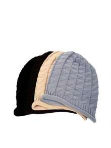 1 Piece Of Pleated Beanie Hat, Women's Knitted Hat, Korean Single-Layer Design, Versatile In Autumn And Winter, Suitable For Travel And Outing, Suitable For Gifts - Black - View 2