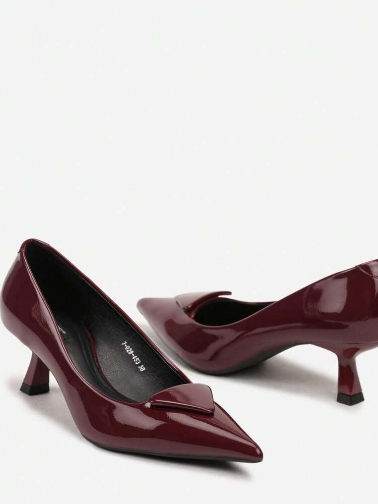 Elegant Pointed Toe Slingbacks Women's Shoes - Work/Office, Evening/Party, Classic Essence, Spring/Autumn - Burgundy - View 6