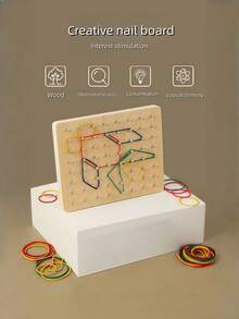 Montessori Geoboard Wooden Toys With Rubber Bands Geometric Shape Stacking Pegboard Early Learning Educational STEM Toys Classroom Must Haves Math Manipulatives For Preschool Homeschool Supplies