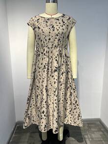 春夏女士节日休闲随机印花长连衣裙