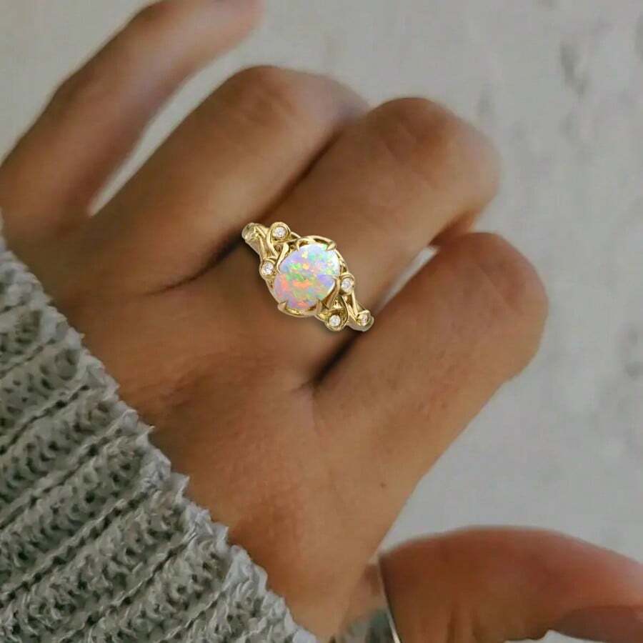 Anillo unisex de estilo bohemio-chic con turquesa - Diseño retro con múltiples colores, perfecto para el uso diario y atuendos de fiesta