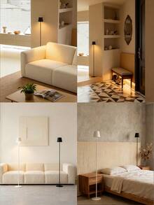 1 pieza Lámpara de piso recargable de 1200mAh, luz de lectura de escritorio ajustable en brillo, lámpara atmosférica de pie, interruptor táctil, adecuada para dormitorio, sala de estar, lámpara decorativa de mesita de noche, luz nocturna