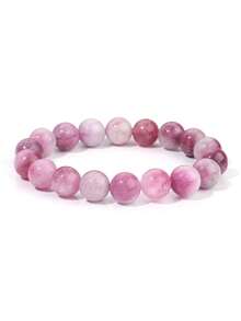 1pc Multicolour Tourmaline Beaded Bracelet For Women Men Plum Tourmaline Jade Love,Prosperity And Good Luck Crystals Partys Jewelry Gifts UNISEX - Multicolor - View 9