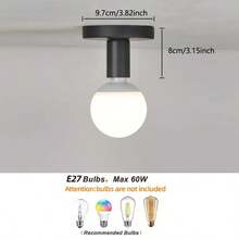 مصباح سقف حديث بسيط من النوع E27 لممر، شرفة، مدخل، حمام، سلم، مطبخ، مكتب، غرفة نوم، إنارة حائط - مقاس واحد - مشاهدة 6