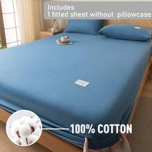 1-częściowe prześcieradło z dopasowaną gumką, jednolity kolor, minimalistyczny design, dostępne w wielu kolorach, pokrowiec na materac, oddychające i wygodne, przyjazne dla skóry prześcieradło z dopasowaną gumką (poszewka na poduszkę nie jest dołączona), odpowiednie do akademika, sypialni, hotelu, pościeli - Sportowy niebieski - Zobacz 2