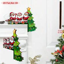 1pc Vintage Wooden Christmas Corner Decor - Santa Claus With Reindeer And Snowman Door Frame Decoration, Suitable For Indoor, Living Room, Bedroom, Office - No Electricity Needed, Ideal For Christmas Gifts And Seasonal Decor, Christmas Decoration Accessory