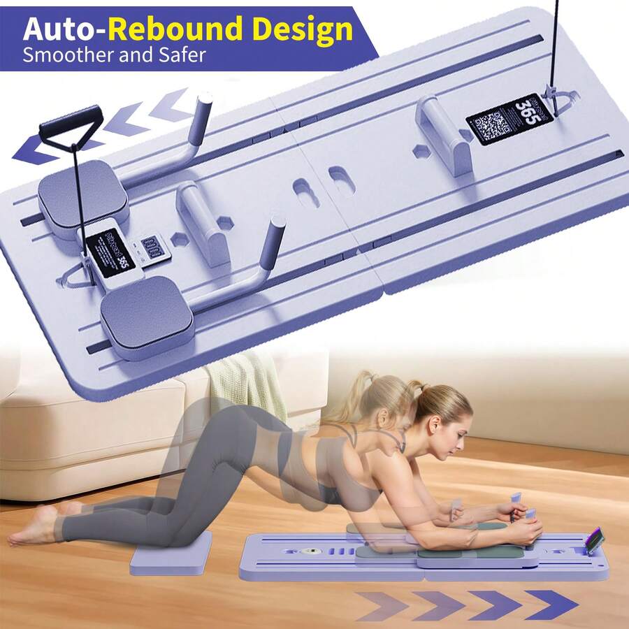 HanTai Pilates Board - Pilates Reformer Set, Multi-Purpose Foldable Pilates Reformer Board For Home, 5 In 1 Pilates Sliding Board - Violet Purple - View 1