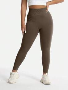 TNTOR Quần tập thể dục cạp cao cỡ lớn dành cho nữ, quần legging bó co giãn nhanh khô, quần tập yoga cạp cao màu đen ôm mông, thiết kế cạp cao kiểm soát bụng, thích hợp cho tập thể dục, đạp xe, người đam mê thể dục - Màu nâu  Mocha - Xem 6