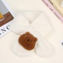 1条儿童围巾，卡通水豚图案，保暖冬季配饰，男女童皆宜，可爱风格，透气针织面料，秋冬季时尚女童围巾