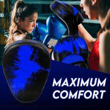 Guantes deportivos de punzonado, con gancho y jab curvados para entrenamiento de artes marciales, karate, kickboxing, Muay Thai con correas ajustables ventiladas - azul - Ver 7