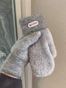 1 buc mănuși de schi pentru femei, groase, de culoare solidă, plus puf, iarna, toamna, calde, rezistente la vânt, unisex, moale, tricotate, pentru vreme rece, căptușite termic, pentru alergare, conducere, drumeții, schi și cadou, mănuși de schi în aer liber pentru schi și lupte cu bulgări de zăpadă - Multicolor - Vizualizare 13