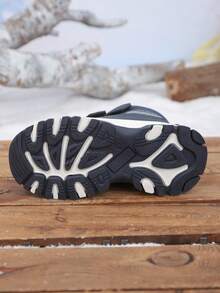 1 Pair Kids High-Top Flat Comfortable Warm Thermal-Lined Thick Snow Boots, Outdoor Anti-Slip Durable Winter Hiking Shoes, Suitable For Outdoor Activities In Winter - Blue - View 9