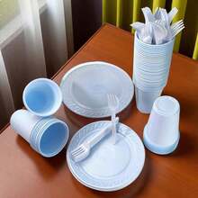 Economic Disposable Kit For 50 People And 150 Party Items - White - View 2