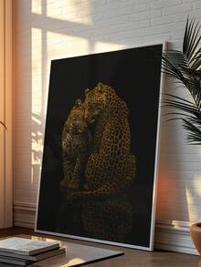 1pc Unframed Leopard Print Wall Decor With Martini Glass - Gorgeous Cheetah Print For Living Room, Girly Wall Decor, Gift For Women, Wanddeko Affiche Style Poster