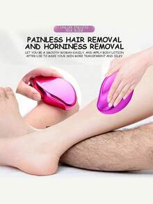 Dụng cụ tẩy lông bằng tinh thể tái sử dụng unisex, dụng cụ loại bỏ chai sần không đau, máy triệt lông vật lý bằng tinh thể không đau dành cho nữ, máy triệt lông bằng thủy tinh, dụng cụ triệt lông dễ vệ sinh, dụng cụ tẩy lông cơ thể, dụng cụ loại bỏ chai sần bằng thủy tinh pha lê, dụng cụ loại bỏ chai sần bằng tay, dụng cụ tẩy lông chân thần kỳ, thích hợp cho lưng, tay, chân, sản phẩm và phụ kiện làm đẹp thiết yếu cho salon tóc và khi đi du lịch (Không được cạo hoặc dùng để cạo lông). - Nhiều màu - Xem 5