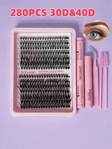 30D/40D 热熔蓬松自然 3D 分段柔软假睫毛 睫毛簇套装、睫毛、假睫毛 - 黑色 - 查看 15