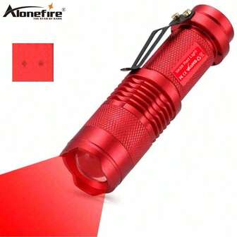 Alonefire Alonefire Red Light Zoom Flashlight Mini Hunting Bees Fishing Blood Vessels Astronomy Observe Star Hotel Camera Detector Lamp Torch AA Cel