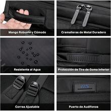 Mochila Antirrobo, CEWOOS Mochila Impermeable con Puerto de Carga USB y de Audifonos, Mochila para Laptop de 15.6 Pulgadas Múltiples Compartimentos, para Oficina, Escuela, Viajes - gris - Ver 8