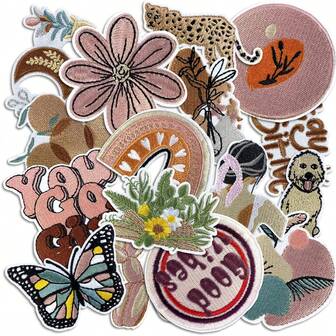 1 Set Mixed Flower, Animal, Fruit Embroidered Patch Stickers For Dress, Clothing Decoration