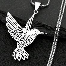 Exquisite Stainless Steel Pendant In Hummingbird Shape, Matched With Black, Golden And Silvery Chains, Fashion Jewelry For Men And Women