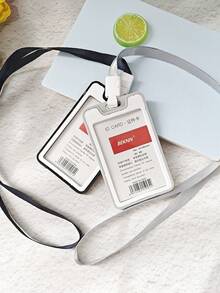 2 件创意双面透明工作徽章带挂绳，硬塑料身份证夹姓名标签徽章夹垂直塑料套大容量，员工展牌，学生公交卡夹适合各种人群 - 彩色 - 查看 2