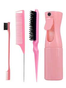 12pcs Hair Brush Set, Includes 200ml Continuous Spray Bottle, High-Quality Wide-Tooth Comb, Scalp Massage Shampoo Brush, Straightening Brush, Edge Brush, Volumizing Brush, Tail Comb, 4pcs Hair Clips And Hair Ties, Hairstyling Tools Set, Hair Accessories - Nine-row Comb 12pcs - View 7