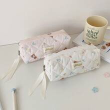 1 pieza Bolsa de almacenamiento de brochas de maquillaje con diseño de oso lindo, organizador de escritorio de alta calidad DIY, estuche para lápices de papelería para estudiantes