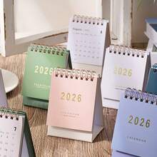 2026 Mini Desk Calendar - Dual Monthly/Weekly Layout 250gsm Thick Paper, Double-Stitched Binding Multiple Colors Available (Pink/Blue/Green/White) Ideal For Home Office Use Desk Calendar