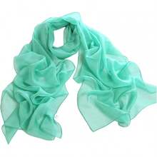 ™   Fashionable Soft Chiffon Scarfhalloween - 固體/薄荷 - 查看 12