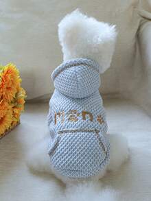 1 件宠物服装，适合小型犬的可爱狗/猫服装，温暖舒适的秋冬连帽衫 - 蓝色 - 藍色 - 查看 3