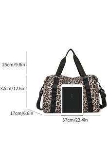 1 szt. Modna, swobodna torba podróżna w stylu uniwersyteckim, lekka i poręczna, składana, o dużej pojemności, z nadrukiem w panterkę, z oddzieleniem na rzeczy suche i mokre. Można nosić jako torbę na ramię lub przez ramię, a także z przenośną walizką. Szczególnie przydatna w podróżach służbowych i na wakacjach. Torba sportowa na siłownię. Torba podróżna, bagaż, na wakacje, wielofunkcyjna torba podróżna, unisex, torby weekendowe. - Brązowy - Zobacz 11