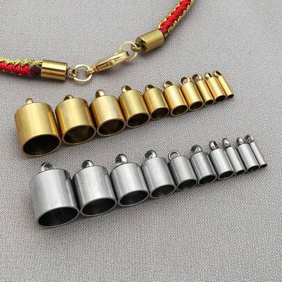 10 piezas de terminales de cordón de acero inoxidable, terminales de cordón, terminadores de cordón, hallazgos de cordón para hacer pulseras, collares, borlas y joyería DIY